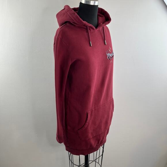 Superdry Burgundy Hoodie Dress Long Sleeve Straight Hem Casual Pullover Size 6 - Picture 6 of 10